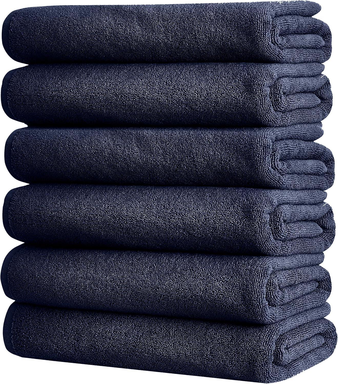 Hand Towels - 6-Pack, Softest 100% Cotton by California Design Den - Navy Blue, Six-Pcs Hand Towels