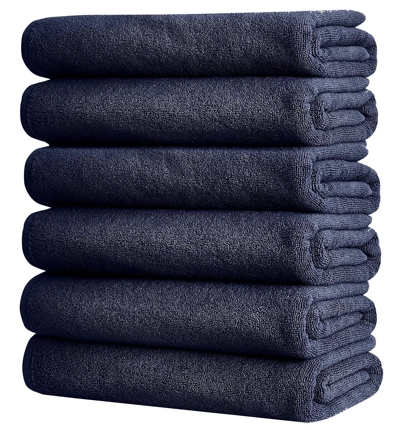 Hand Towels - 6-Pack, Softest 100% Cotton by California Design Den - Navy Blue, Six-Pcs Hand Towels