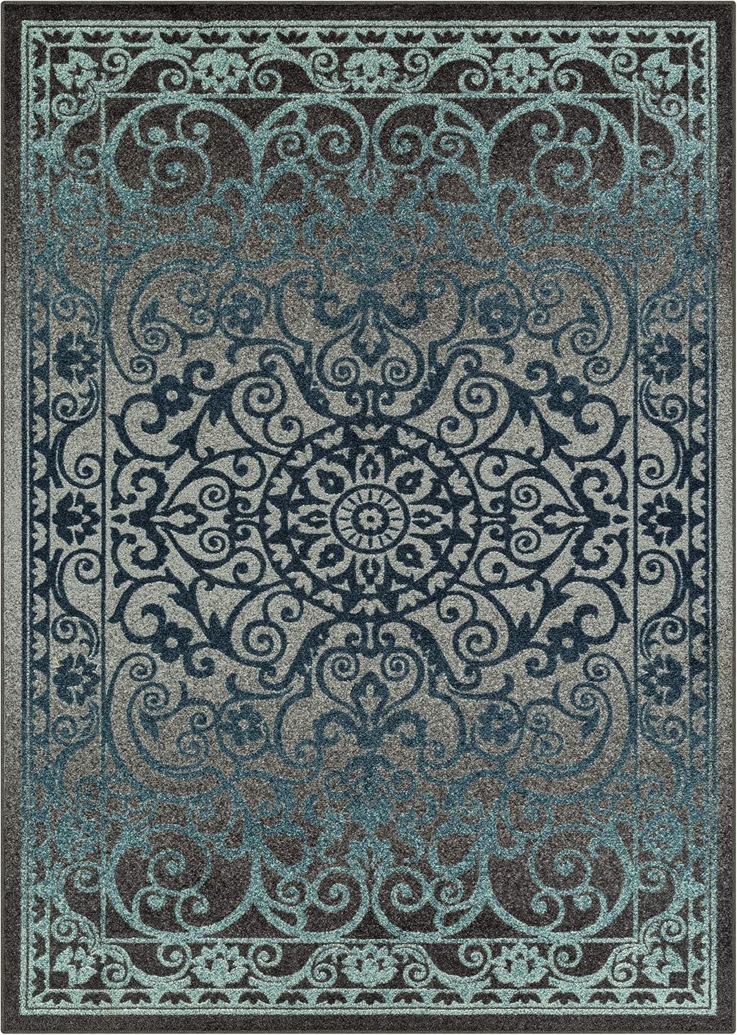 Grey Tonal Tufted Medallion 5' x 7' Area Rug