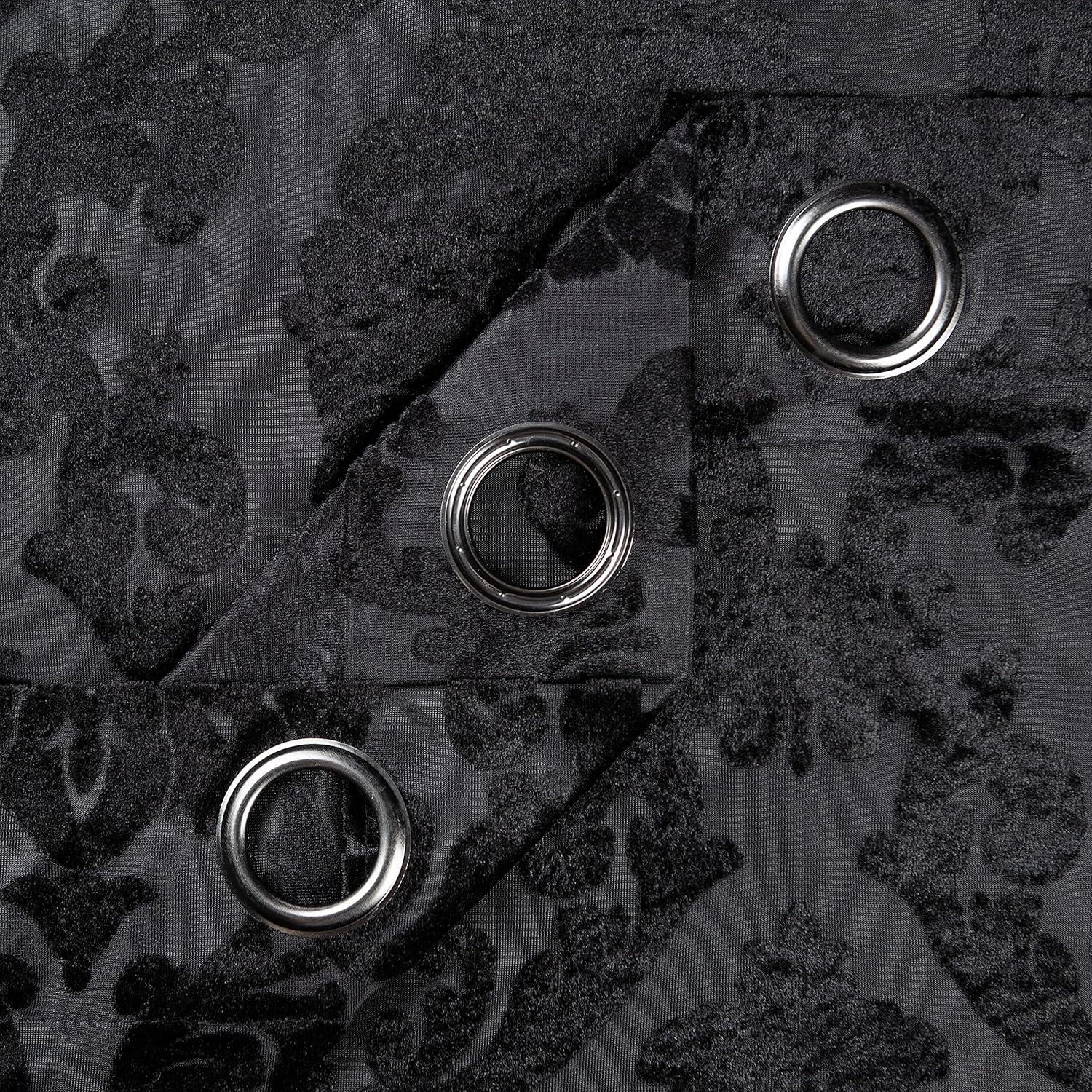 Chanasya 2pk Devore Damask Sheer Grommet Window Curtain Panels - Set of 2 - 52 x 96 Inches Long - Aubergine