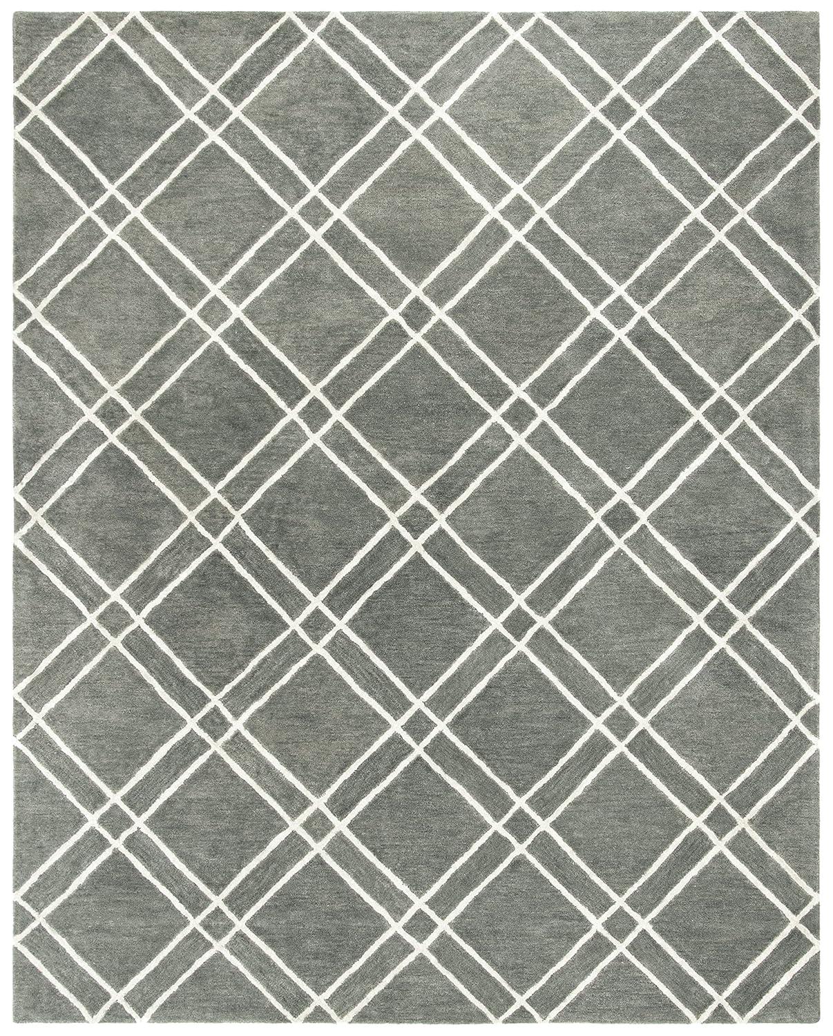 SAFAVIEH Himalaya Maralyn Geometric Wool Area Rug, Dark Grey/Ivory, 9' x 12'