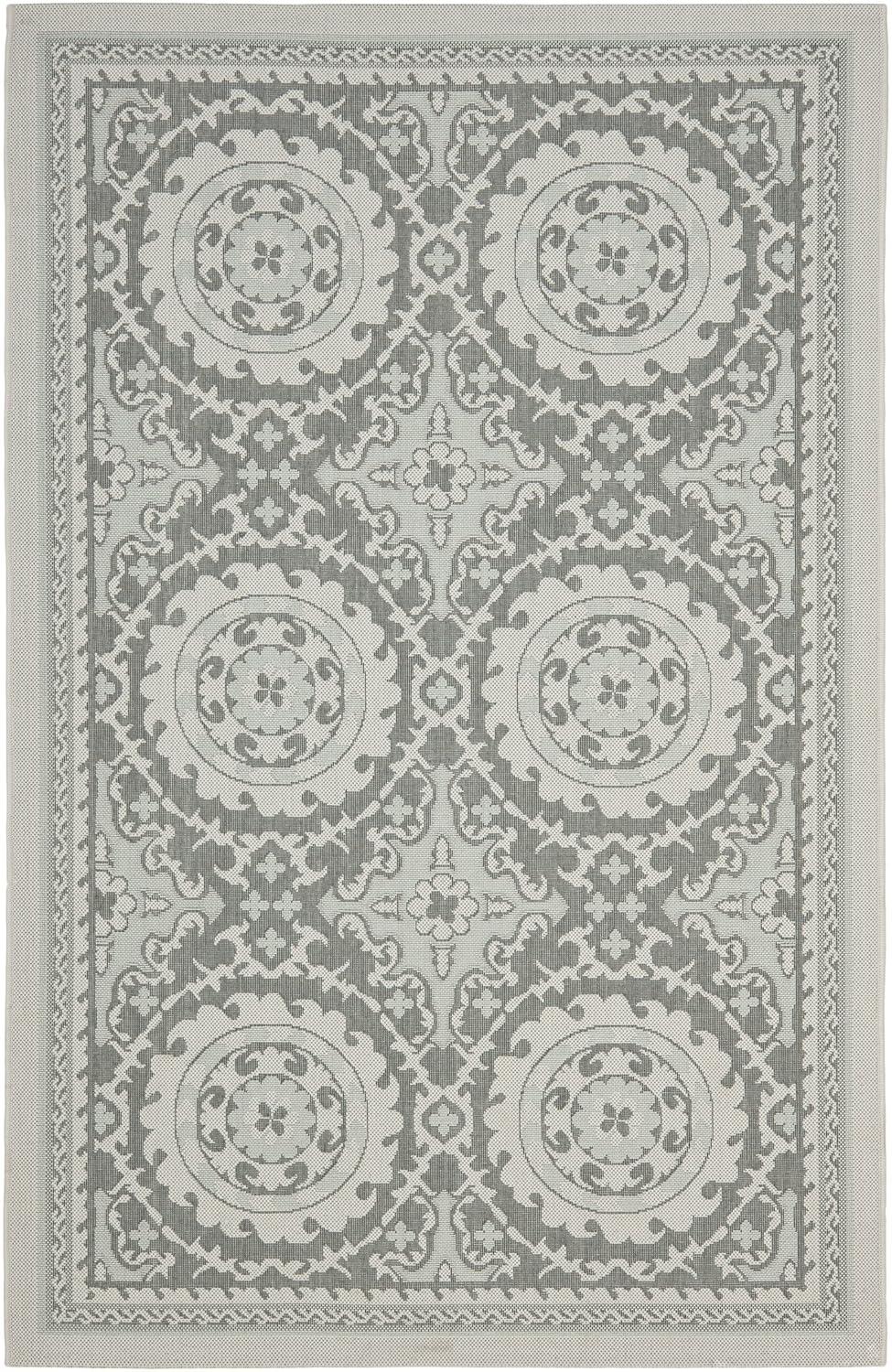 Courtyard CY7059 Power Loomed Indoor/Outdoor Area Rug - Light Grey/Anthracite - 4'x5'7" - Safavieh.