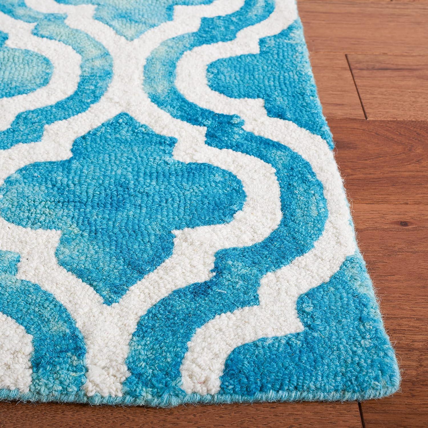 Dip Dye DDY537 Hand Tufted Indoor Area Rug - Turquoise/Ivory - 5'x5' - Safavieh