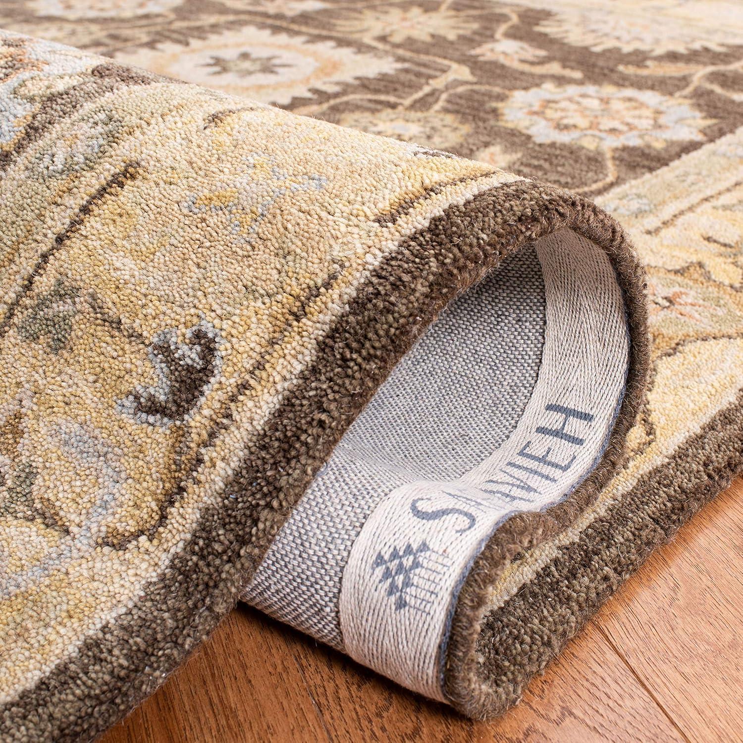 SAFAVIEH Anatolia Sherman Floral Wool Runner Rug, Brown/Taupe, 2'3" x 8'