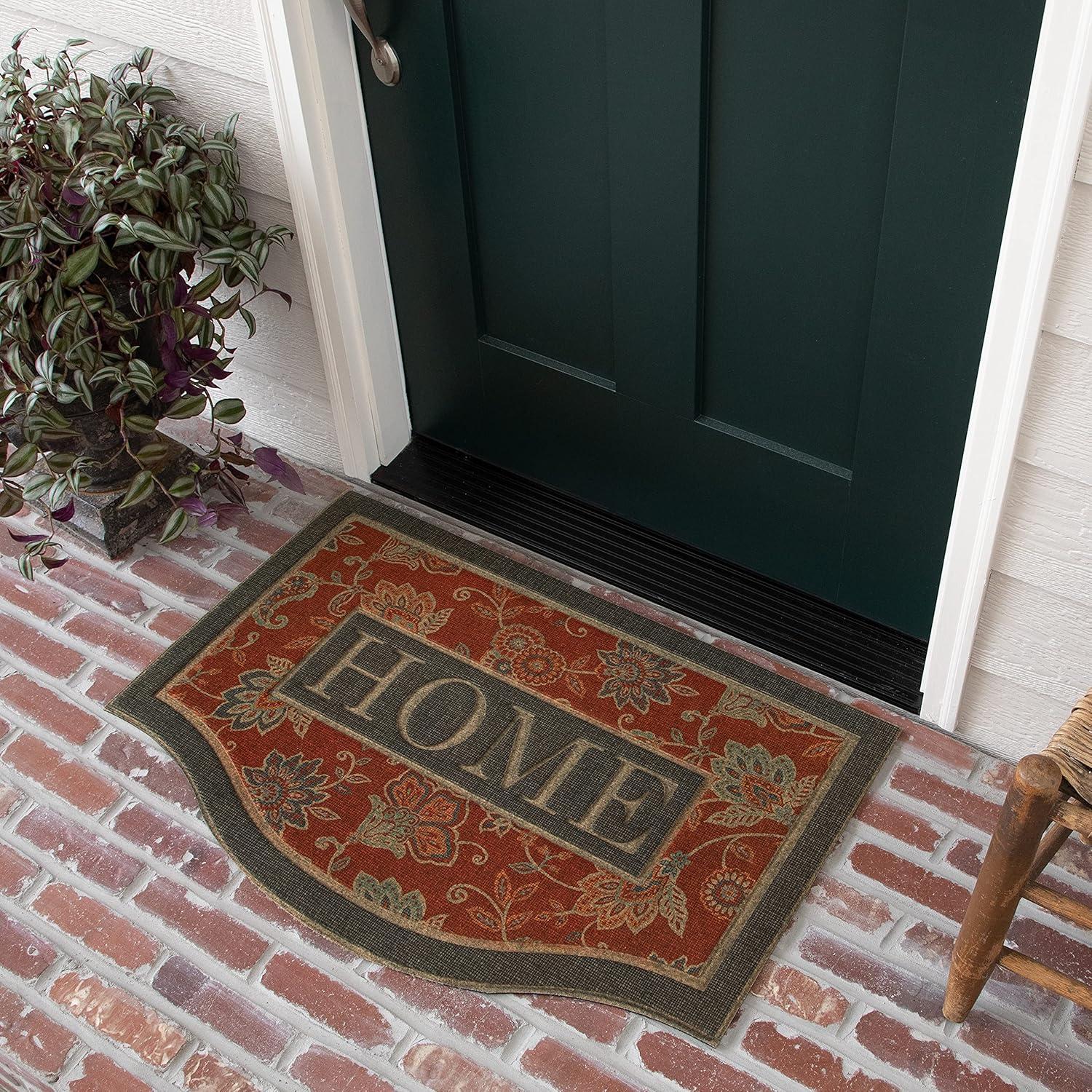 2'x3' Boardwalk Path Slice Ornamental Entry Mat Brown/Green - Mohawk: Outdoor Door Mat, Recycled Rubber, Floral Pattern