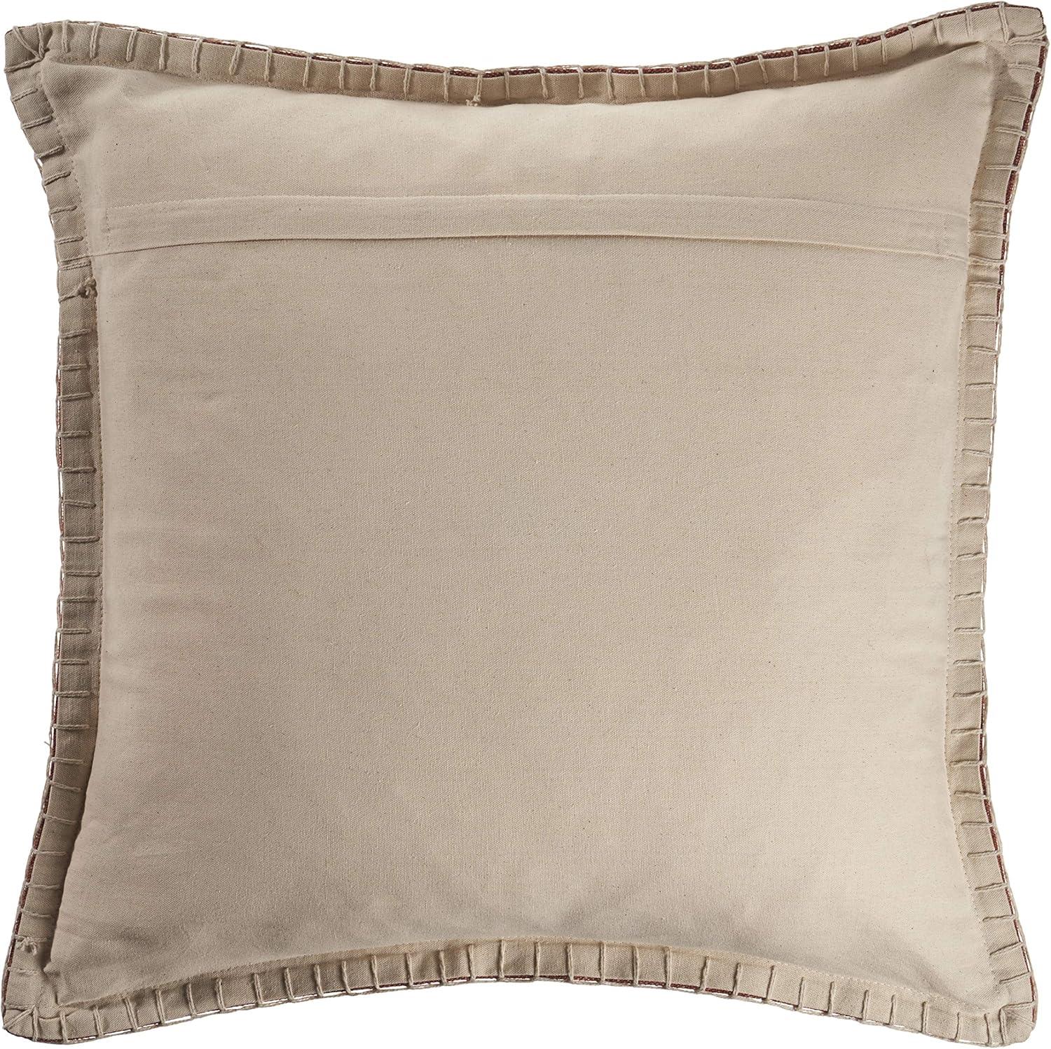 Ox Bay Embroidery Edges Throw Pillow, Brown, 24 in. Square, Count per Pack 1