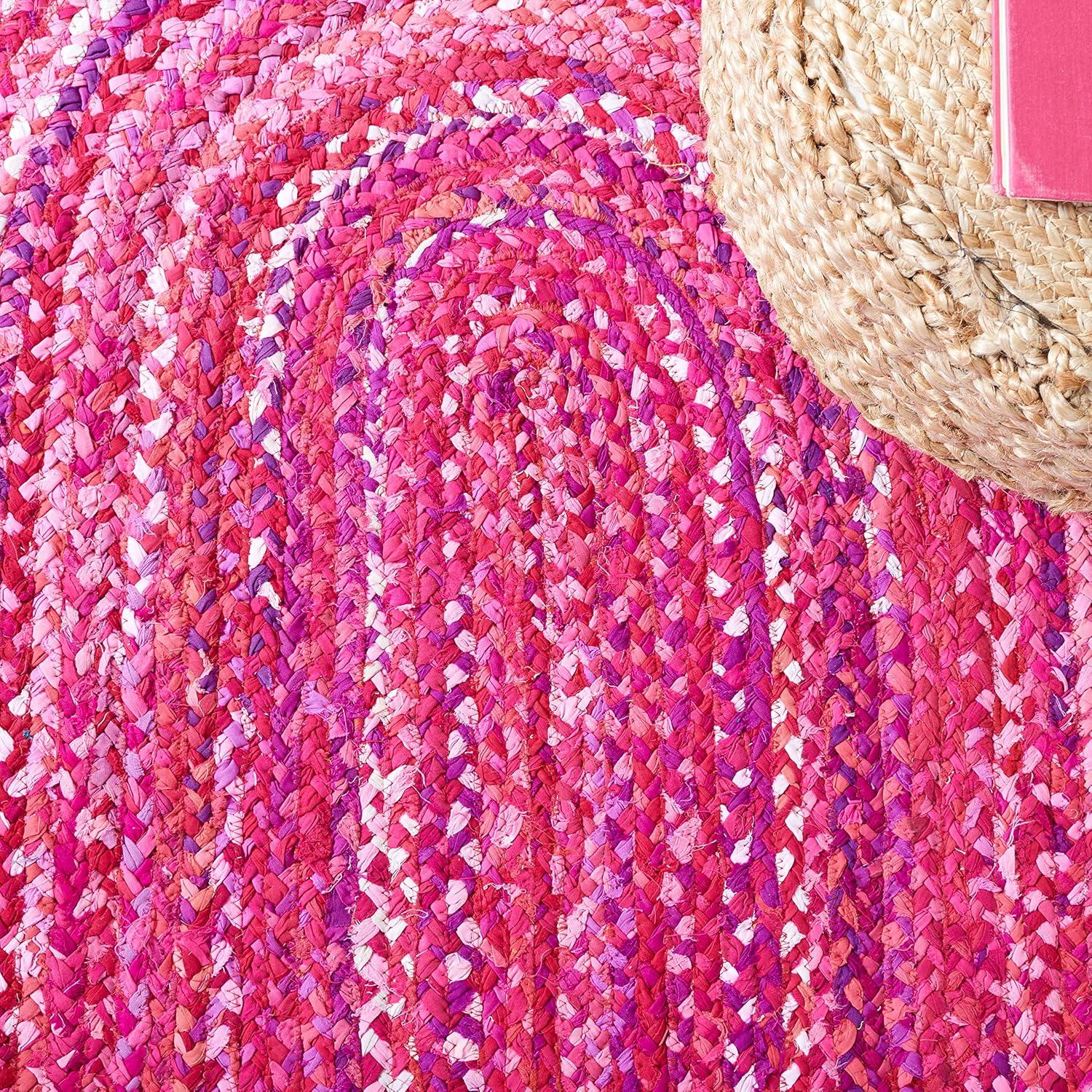 Braided BRD451 Hand Woven Area Rug - Pink/Fuchsia - 3'x5' Oval - Safavieh.
