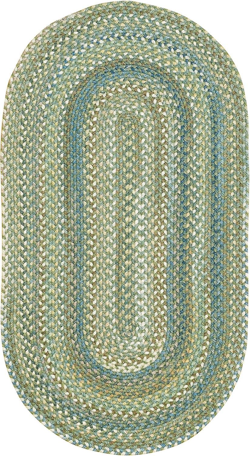 "Capel Rugs American Heritage 36" x 5' Oval Braided Area Rug in Sage - Traditional & Casual Living Room Rug"