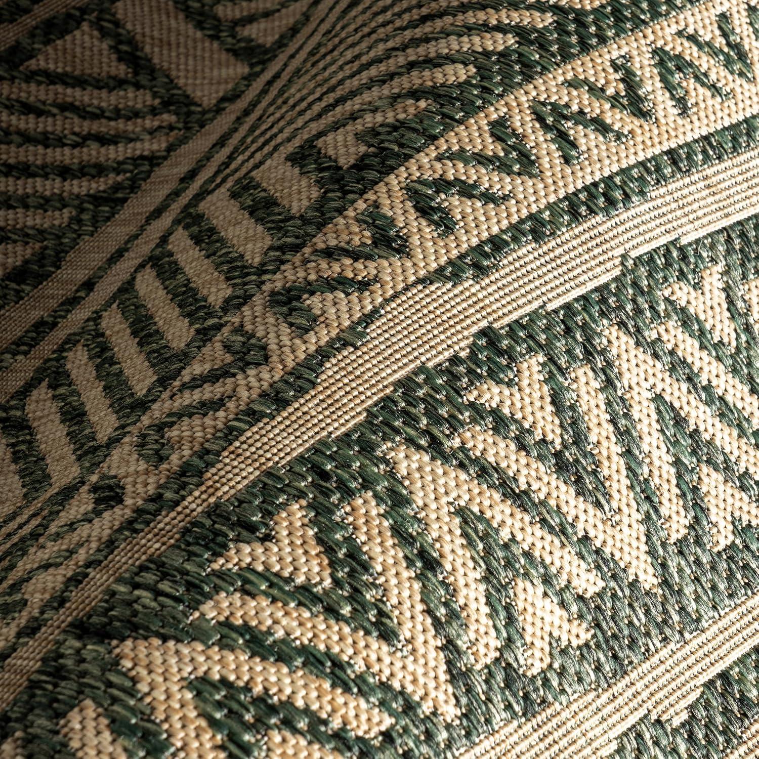 6'7"x9' Abbey Geometric Striped Indoor and Outdoor Area Rug Beige - nuLOOM: Low Pile, Machine Made, Polypropylene