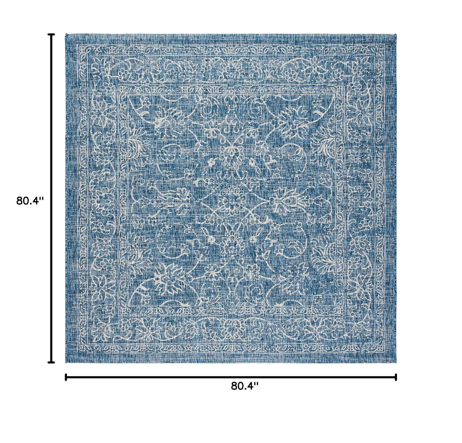 Courtyard CY8680 Power Loomed Indoor and Outdoor Area Rug - Navy/Ivory - 6'7"x6'7" - Safavieh