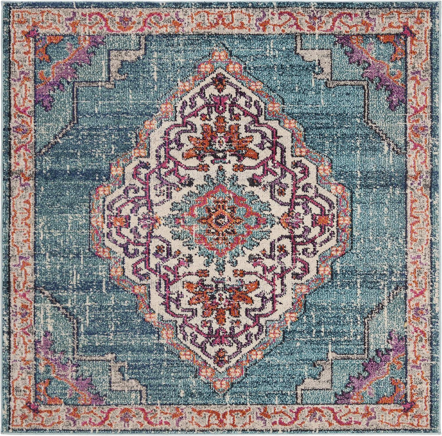 Monaco MNC254 Power Loomed Indoor Area Rug - Blue/Multi - 5'x5' - Safavieh.