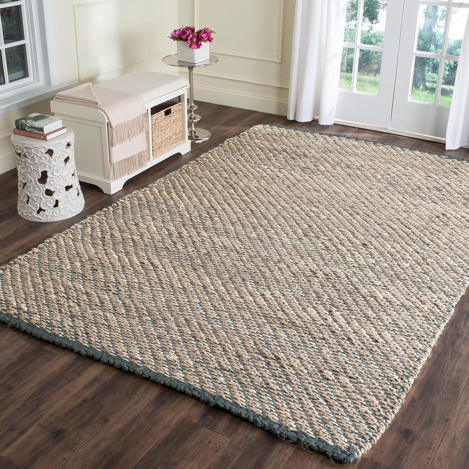 Natural Fiber NF454 Hand Woven Indoor Area Rug - Blue/Natural - 9'x12' - Safavieh