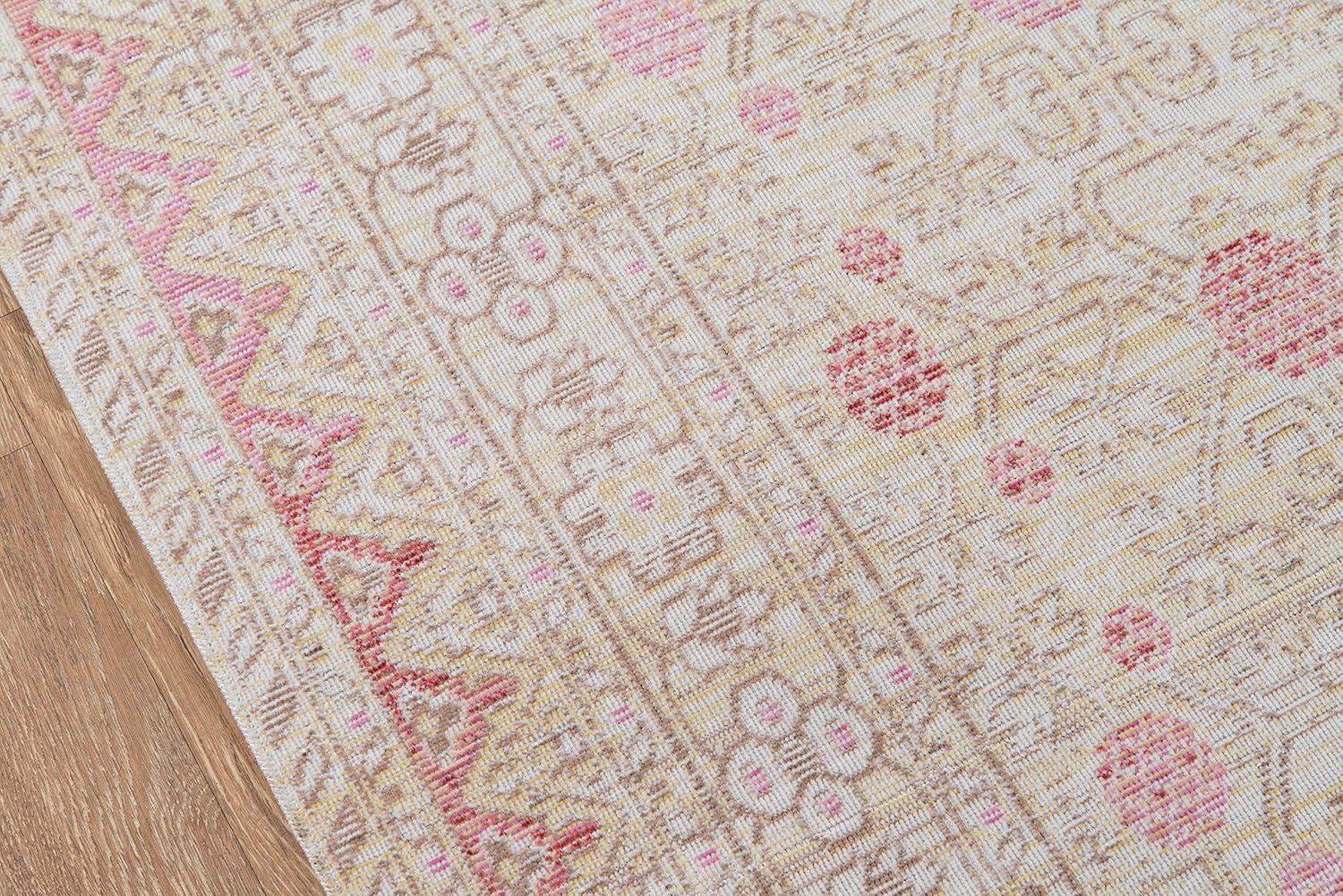 4'x6' Floral Loomed Area Rug Pink - Momeni: Modern Botanical Design, Low Pile, Polyester, Indoor Use