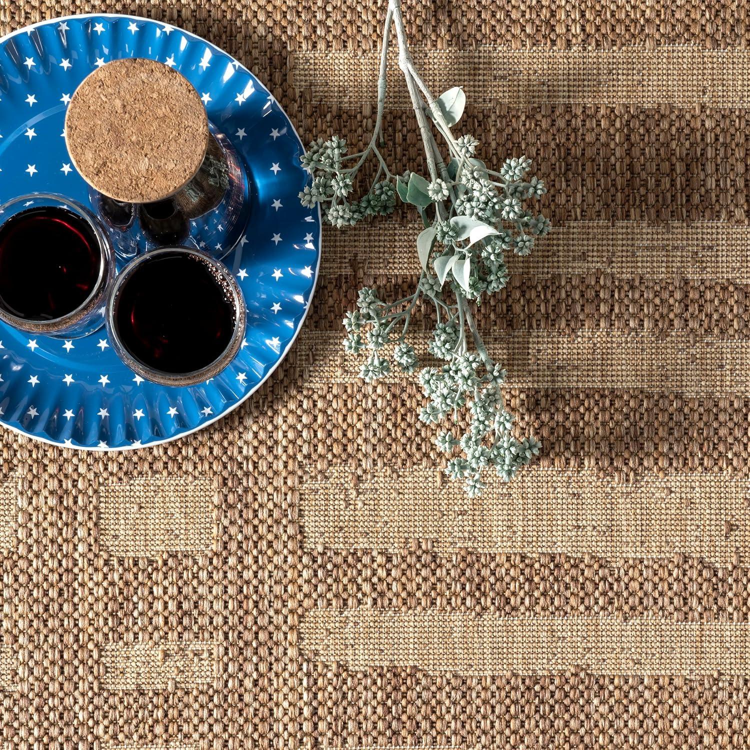 Marin Contemporary Beige 4 ft. x 6 ft. Indoor/Outdoor Patio Area Rug
