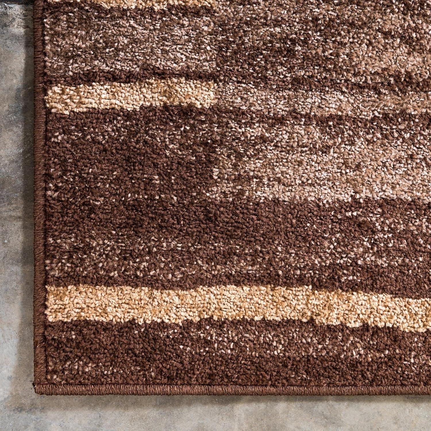 Modern Abstract Brown & Beige Indoor Area Rug - 2' x 3'