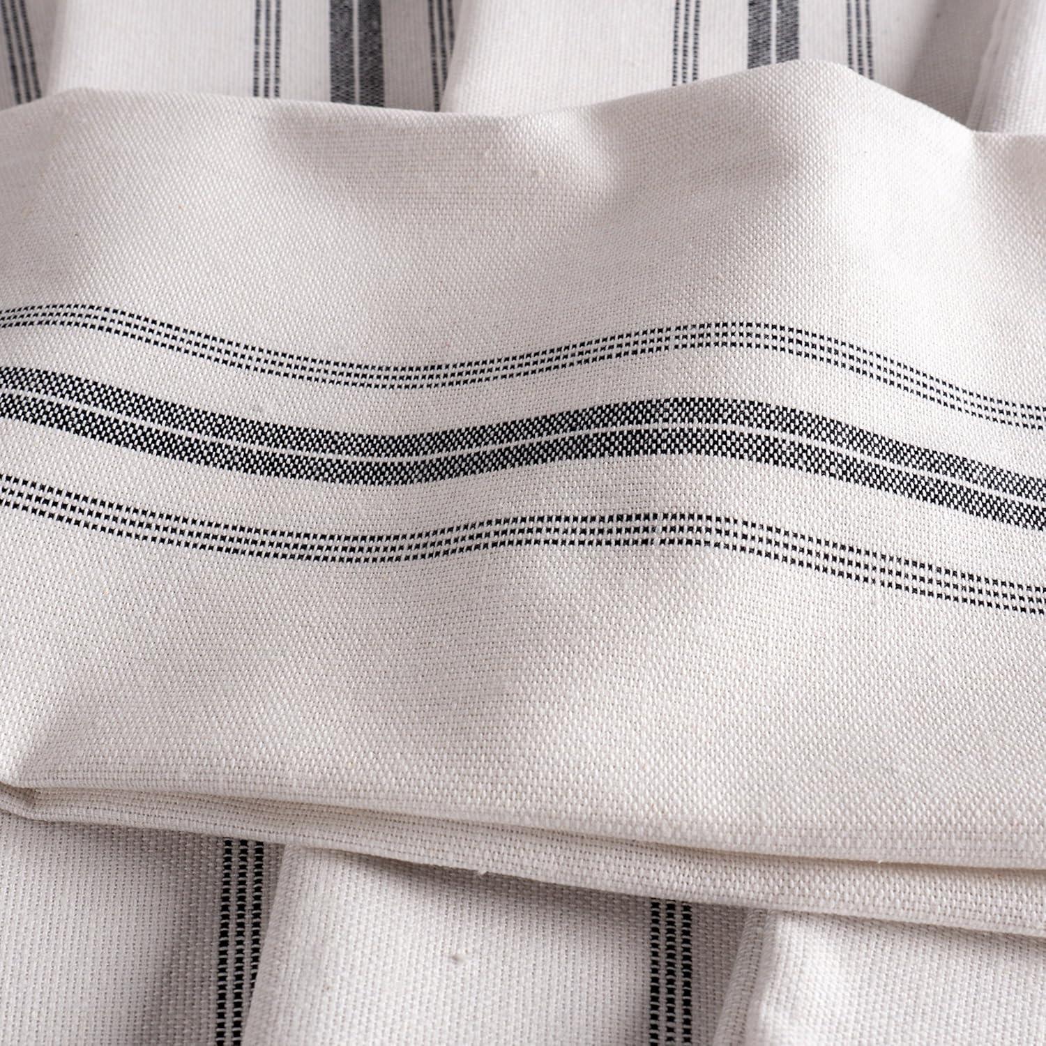 KAF Home Farmhouse Stripe Set Of 12 Kitchen Towels - 15" x 25", In Charcoal