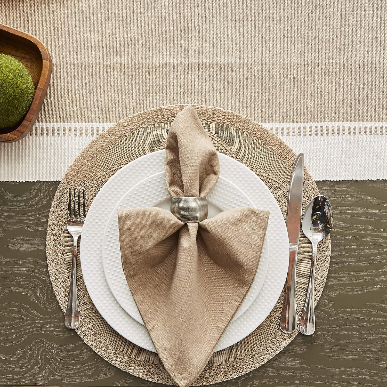 Design Imports  Solid Cotton Napkin Set 6 Piece, Stone, 20X20"