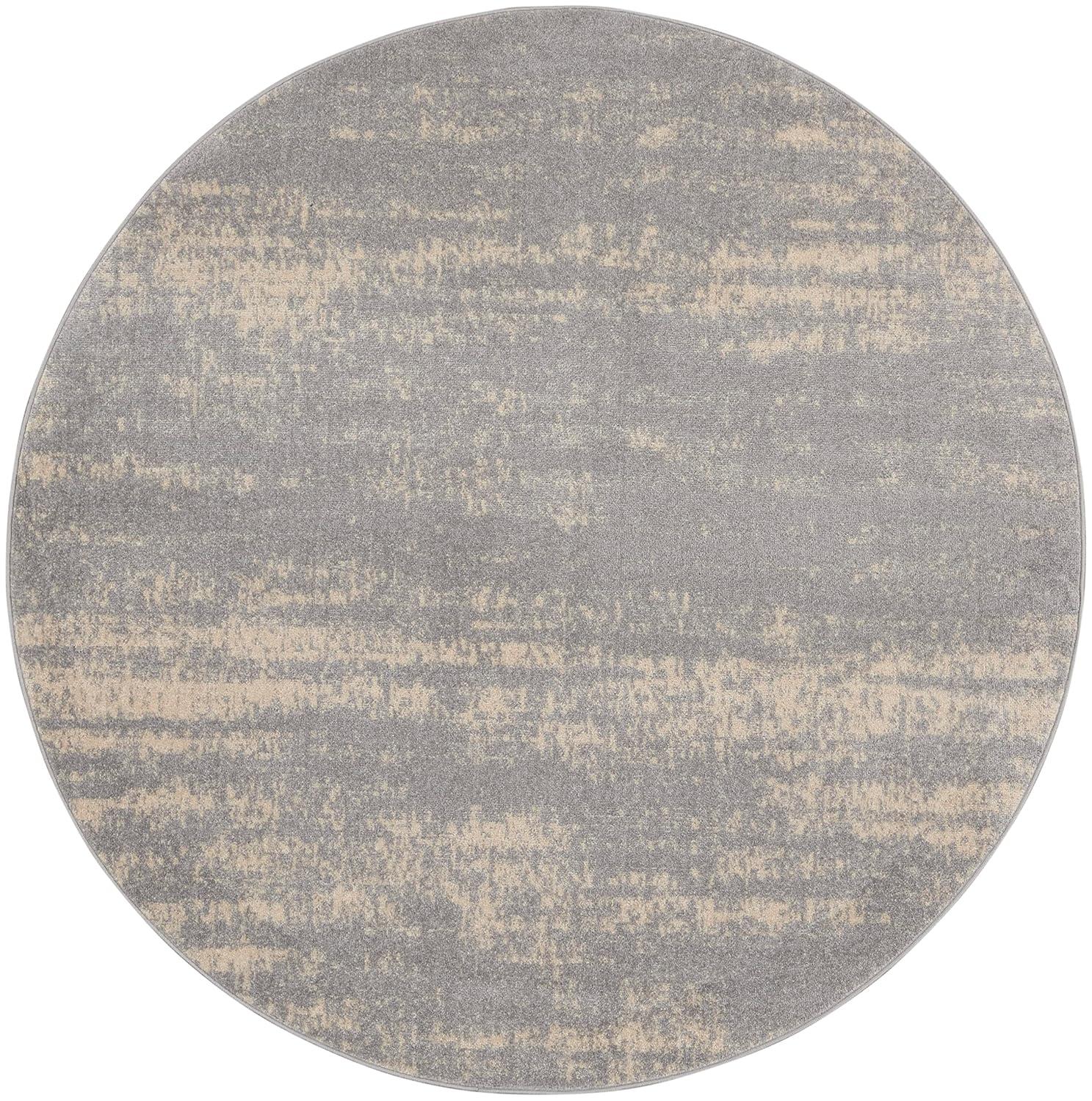 Nourison Essentials 8' x round Grey/Beige Modern Indoor/Outdoor Rug