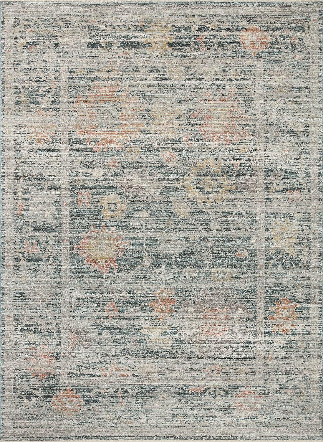 Millie Blue and Multicolor 4' x 6' Floral Synthetic Rug