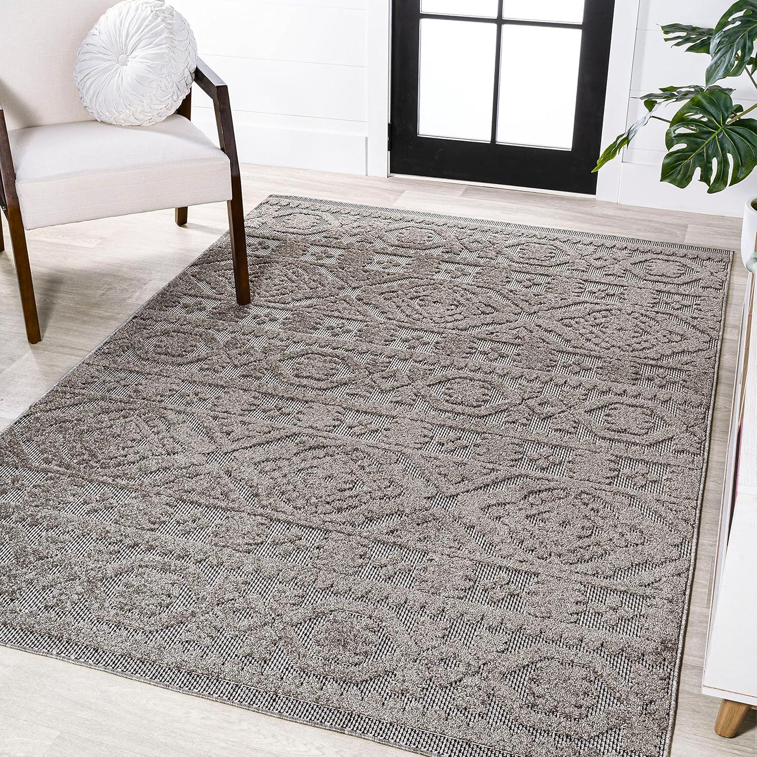 Citta High-Low Pile Mediterranean Tile Indoor/Outdoor Area Rug  - JONATHAN Y