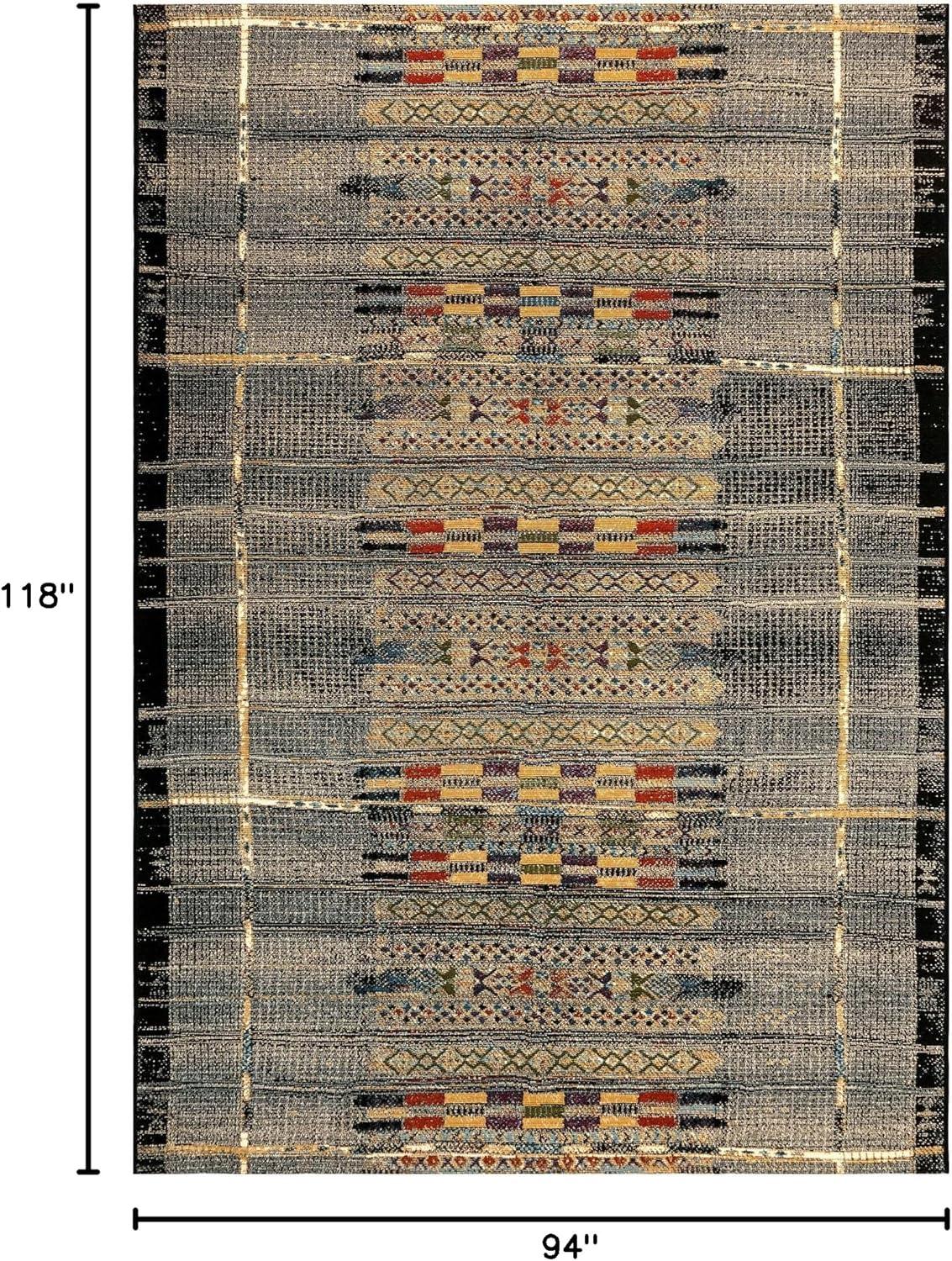Liora Manne Marina Stripe Indoor/Outdoor Rug Black 7'10" x 9'10"