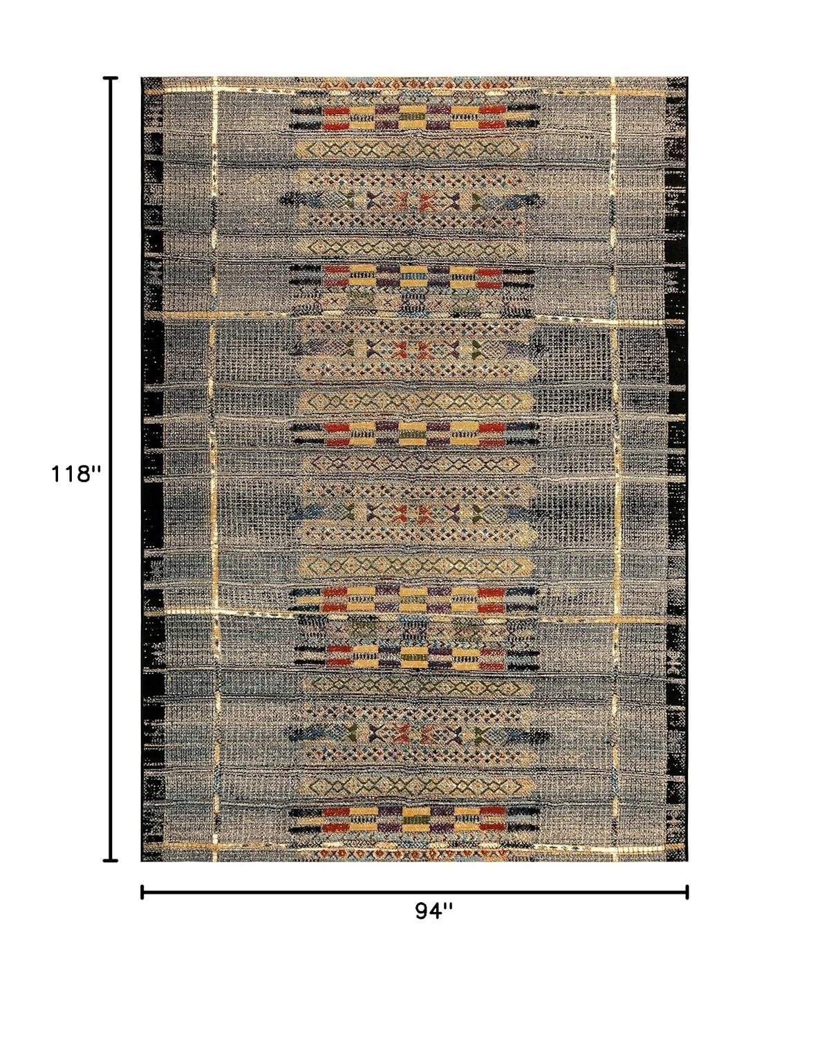 Liora Manne Marina Stripe Indoor/Outdoor Rug Black 7'10" x 9'10"