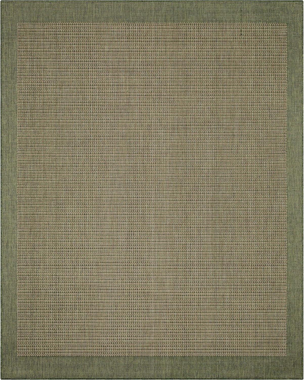 Marshanna Odin Solid Striped Border Indoor Outdoor Green Flatweave Rug