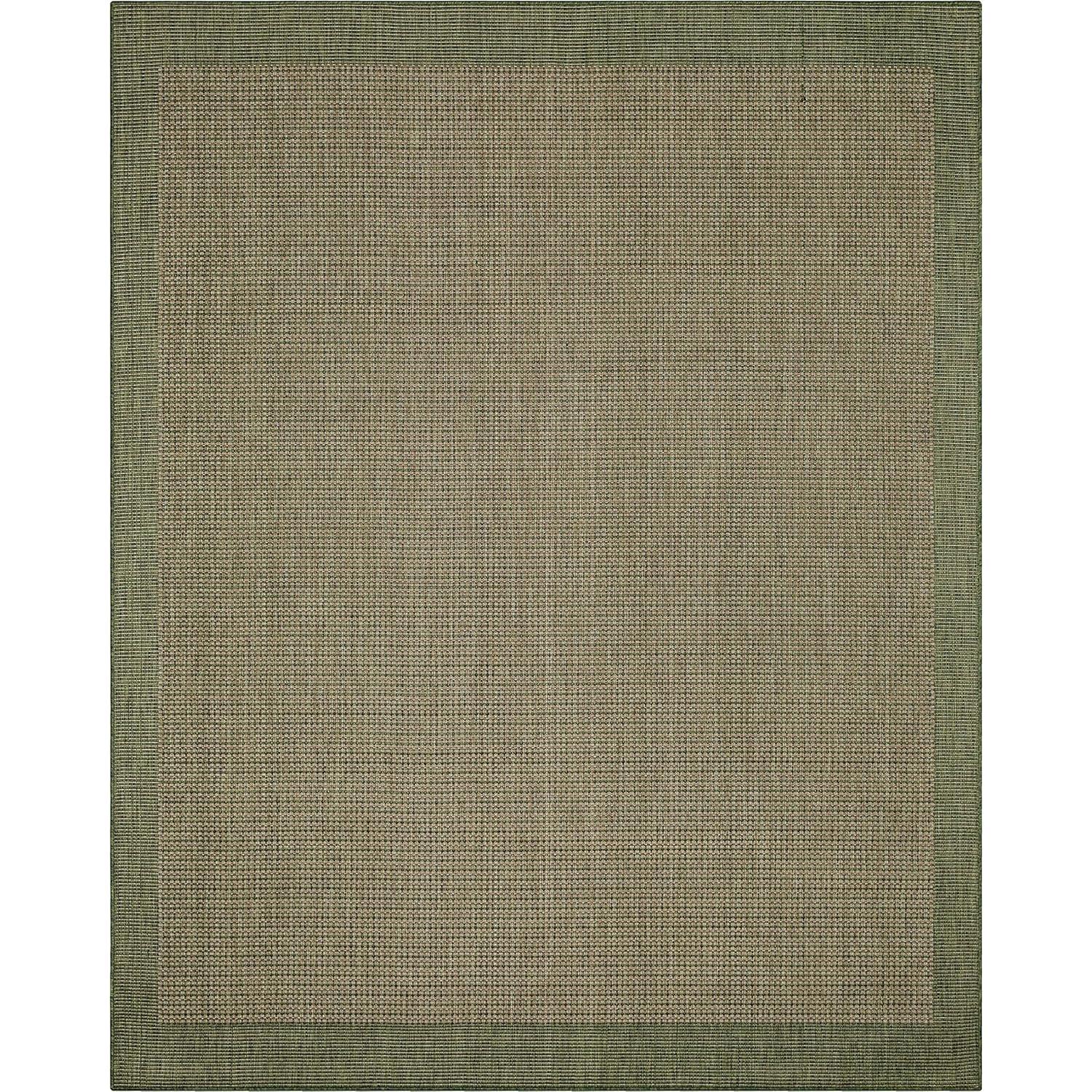 Marshanna Odin Solid Striped Border Indoor Outdoor Green Flatweave Rug