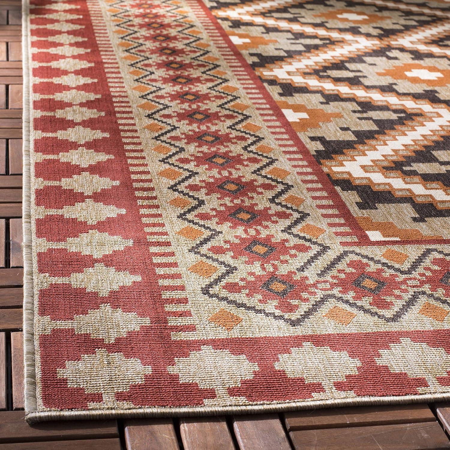 Veranda VER099 Power Loomed Indoor and Outdoor Accent Rug - Red/Natural - 2'7"x5' - Safavieh.