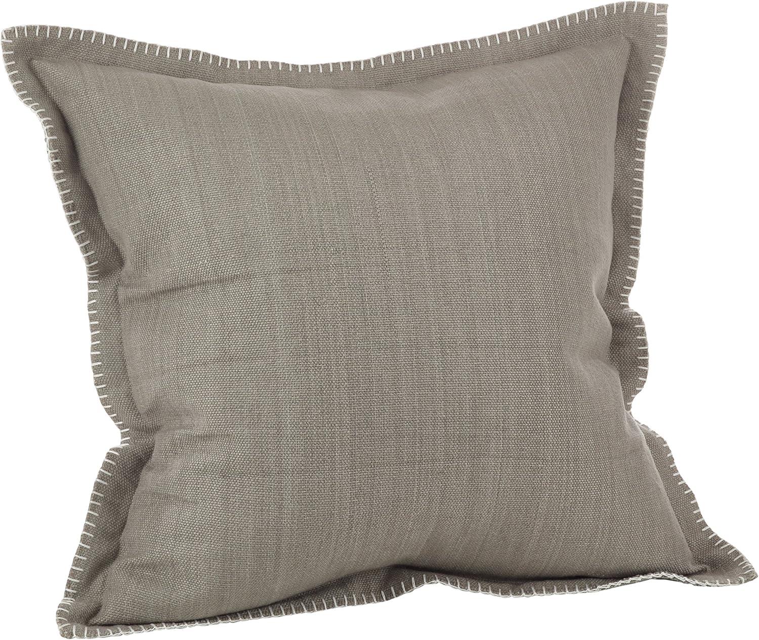 20"x20" Whip Stitched Flange Design Throw Pillow Gray - Saro Lifestyle: Contemporary, Cotton, Indoor Use, Zipper Closure