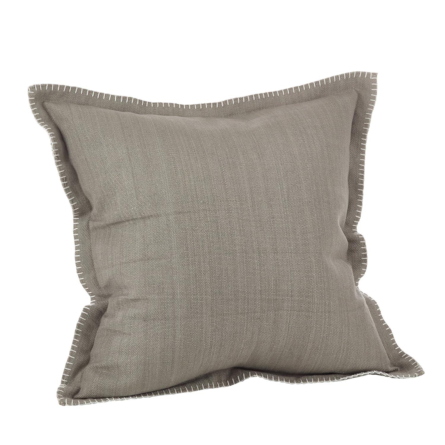 20"x20" Whip Stitched Flange Design Throw Pillow Gray - Saro Lifestyle: Contemporary, Cotton, Indoor Use, Zipper Closure