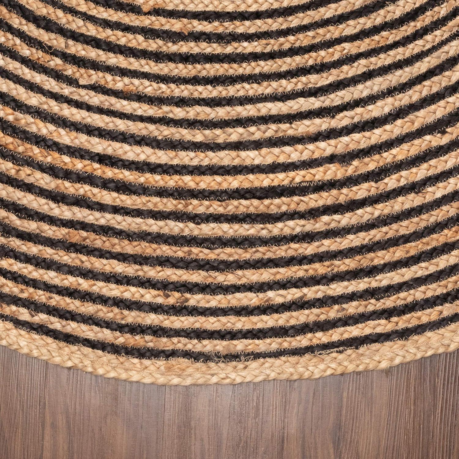 Superior Braided Jute Handwoven Indoor Outdoor Area Rug, 10' Round, Black