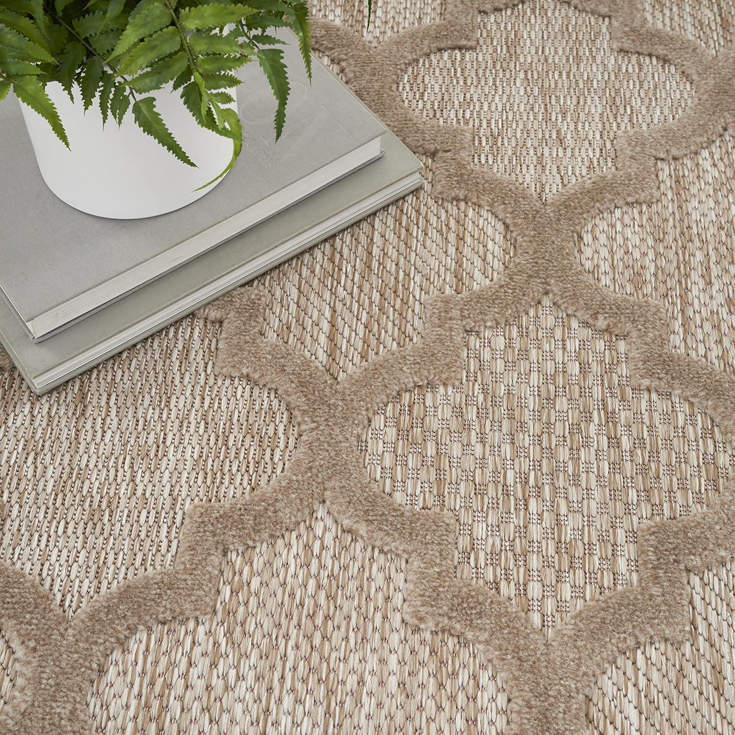 Nourison Easy Care Trellis Flatweave Indoor Outdoor Area Rug 4' x 6' Natural Beige