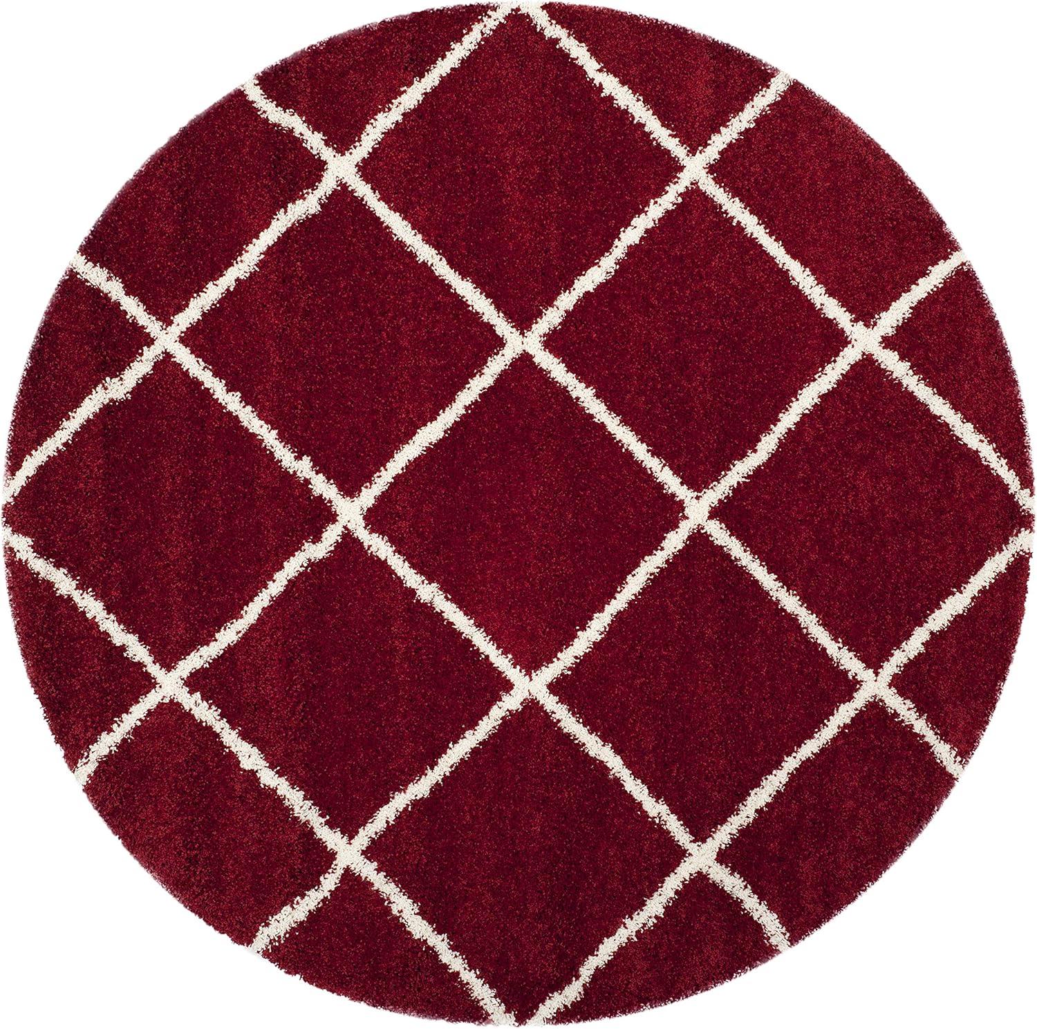 Hudson Shag SGH281 Power Loomed Indoor Accent Rug - Red/Ivory - 3' Round - Safavieh