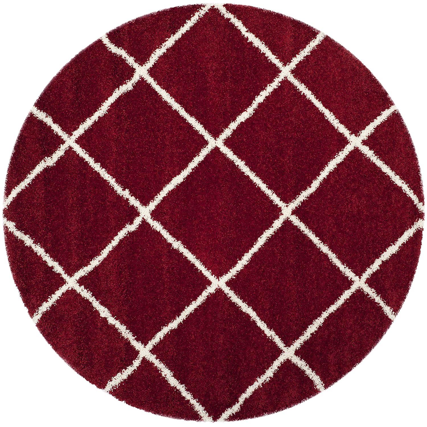 Hudson Shag SGH281 Power Loomed Indoor Accent Rug - Red/Ivory - 3' Round - Safavieh
