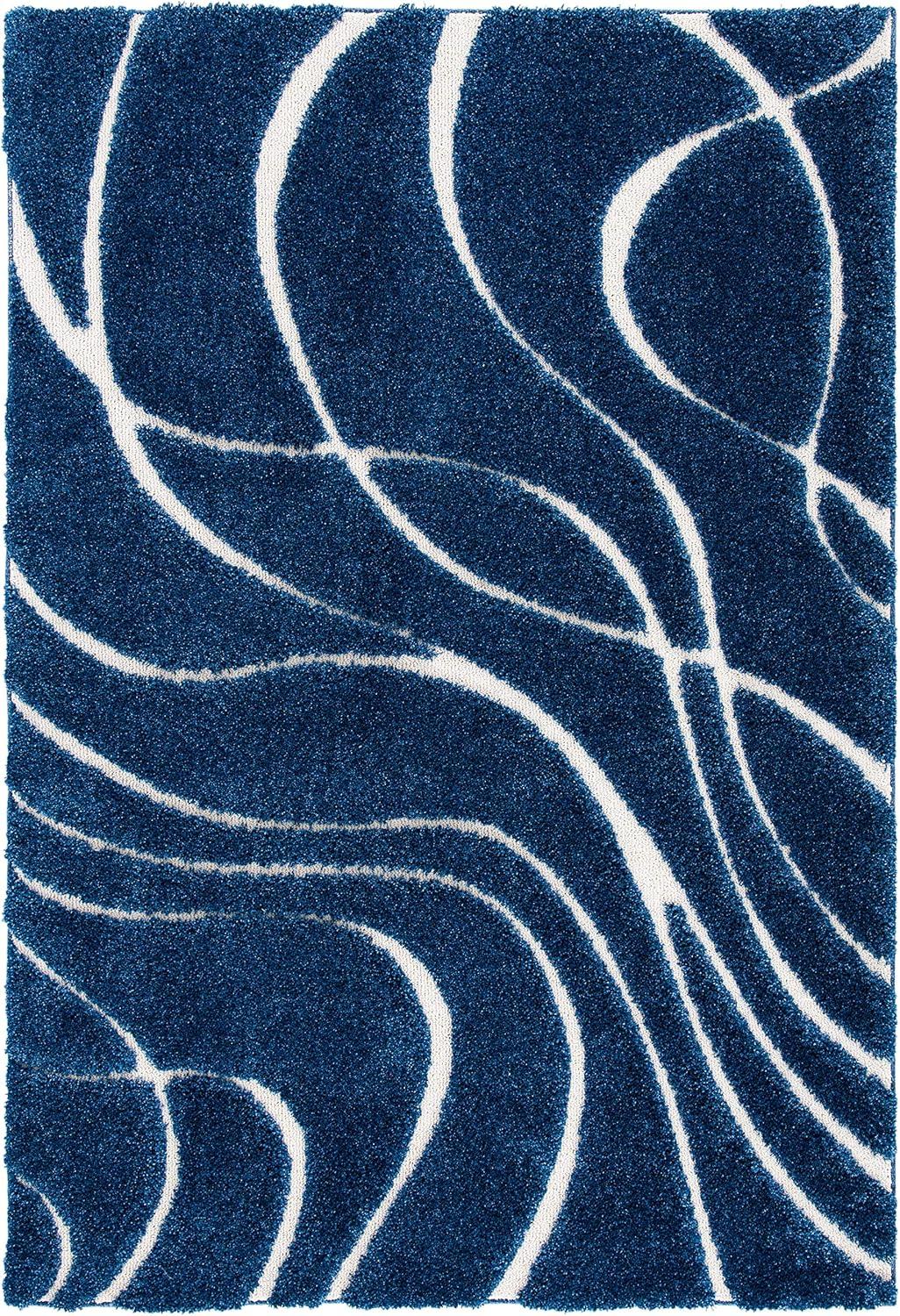 Florida Shag SG471 Power Loomed Indoor Area Rug - Navy/Ivory - 9'x12' - Safavieh