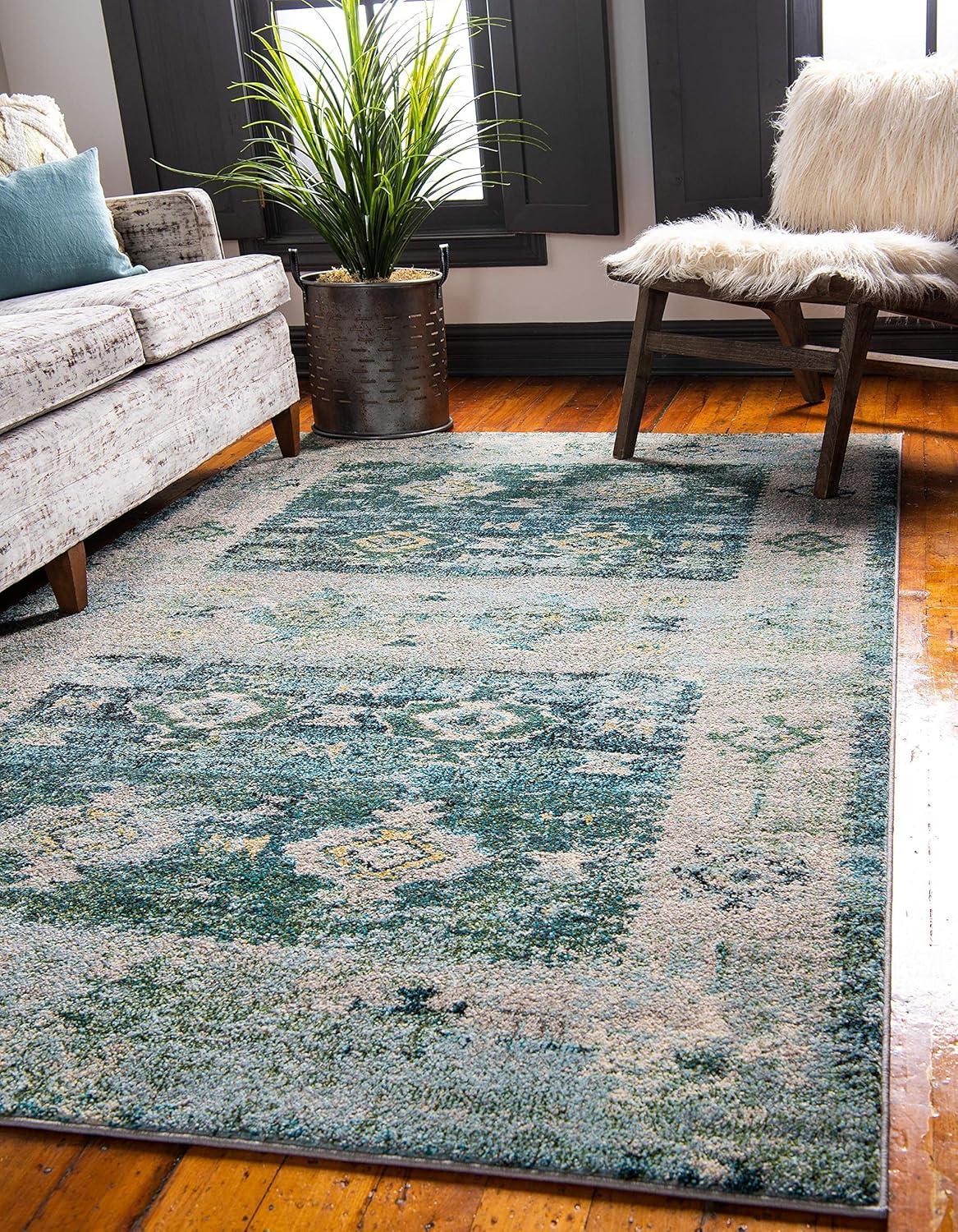 Unique Loom Empire Monterey Rug Green/Beige 8' x 10' Rectangle Geometric Modern Perfect For Living Room Bed Room Dining Room Office