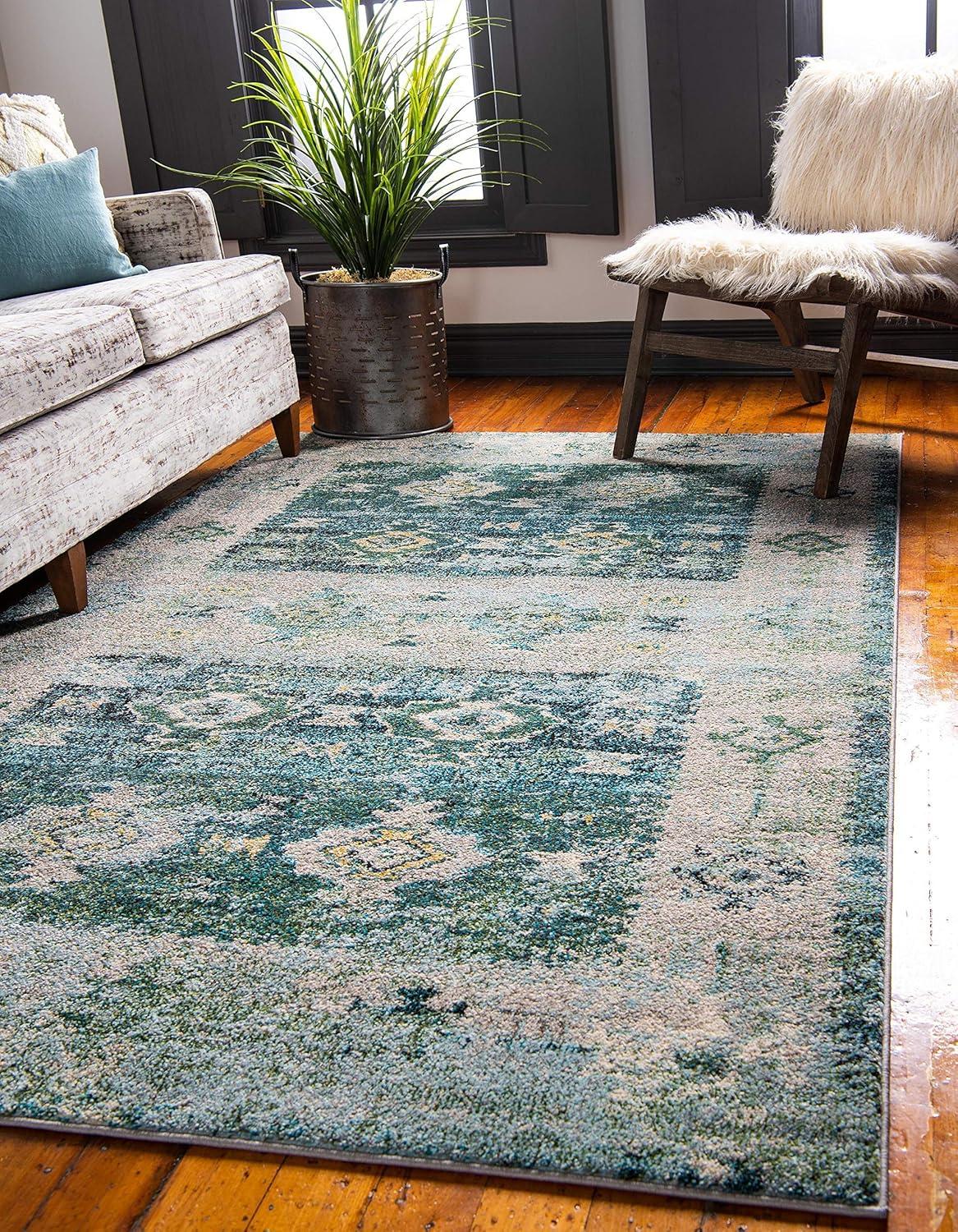 Unique Loom Monterey Collection Area Rug - Empire (8' x 10' Rectangle Green/Beige)