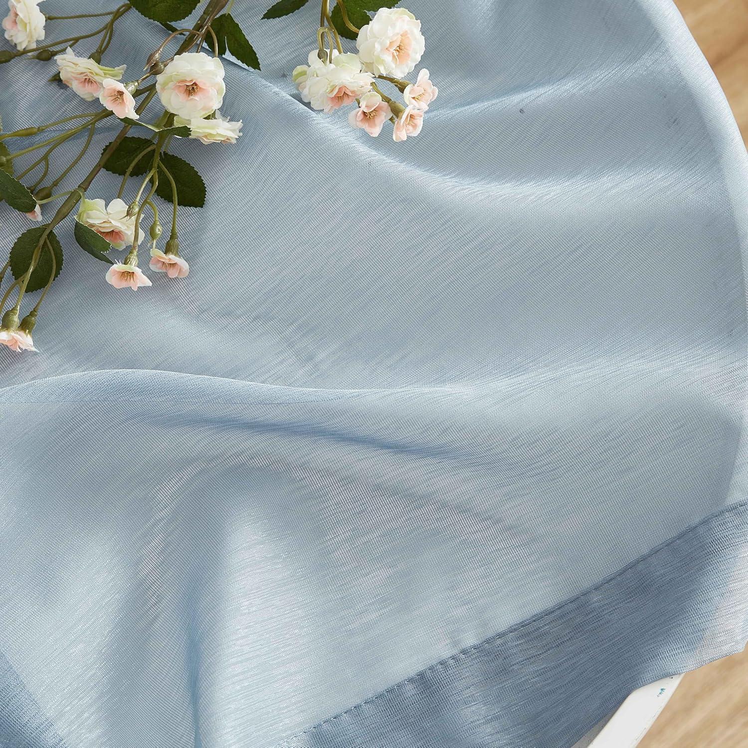 HLC.ME Semi Sheer Voile Light Filtering Transparent Window Curtain Grommet Panels - Set of 2 - Dusty Blue, 54 W x 72 L