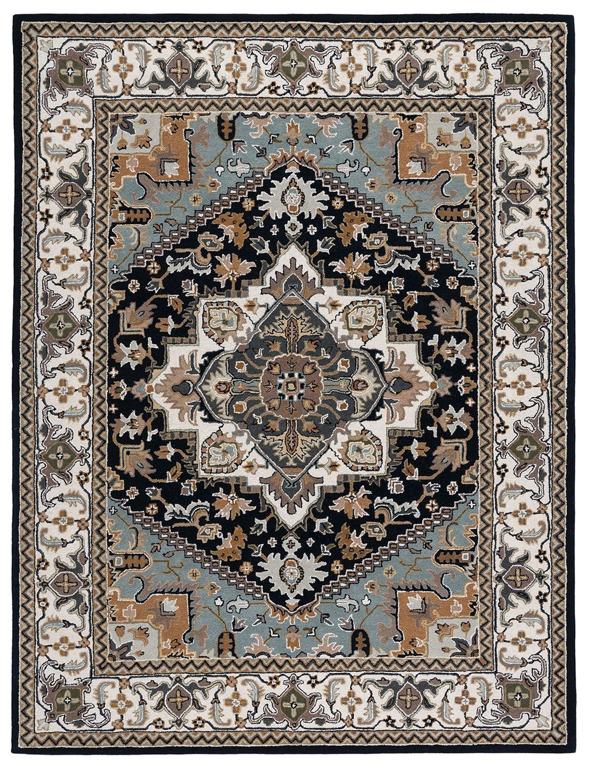 Heritage HG625 Handmade Area Rug - 9'x12' - Navy/Ivory - Safavieh