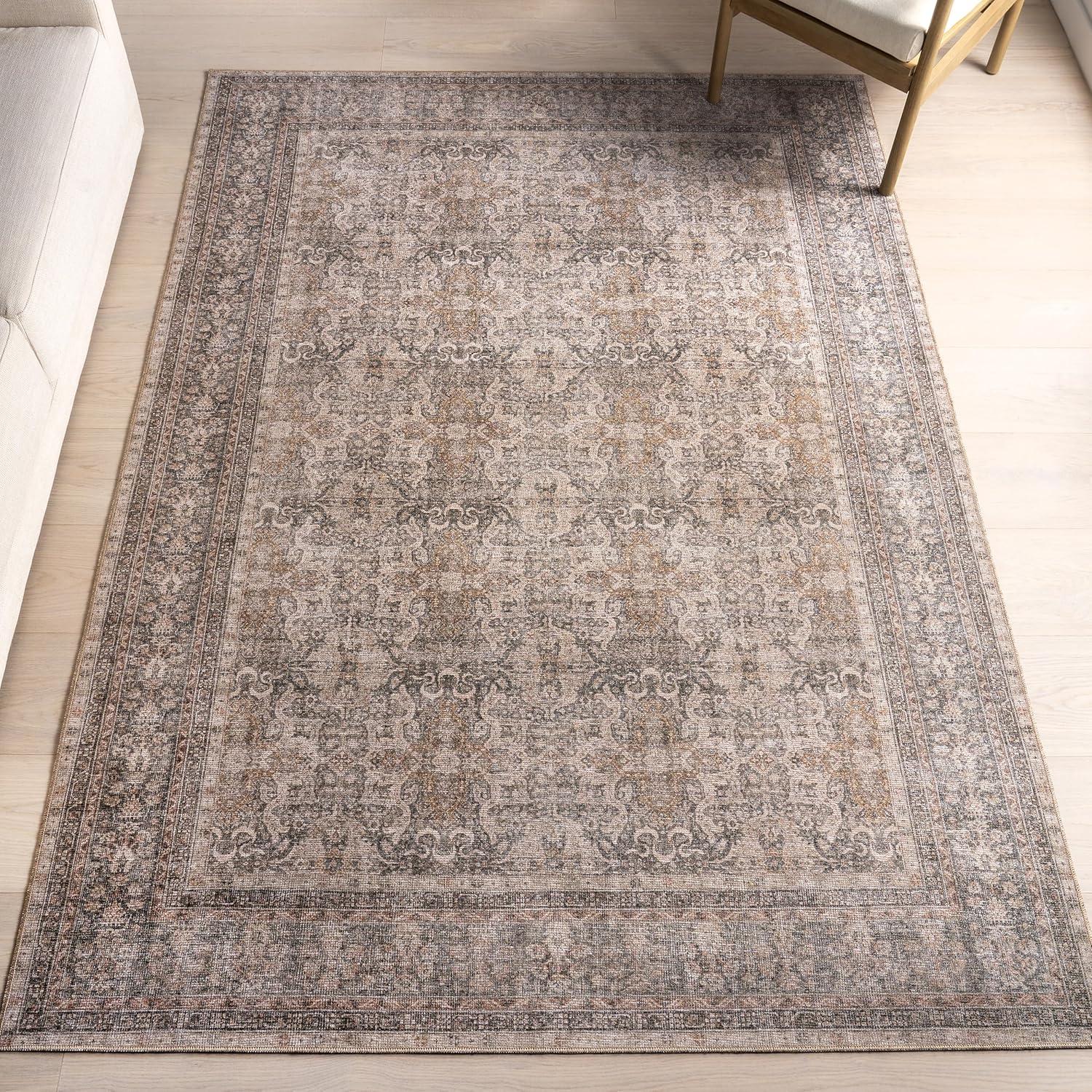Nuloom Hillstone Collection Else Traditional Vintage Medallion Area Rug, 5' x 8', Beige
