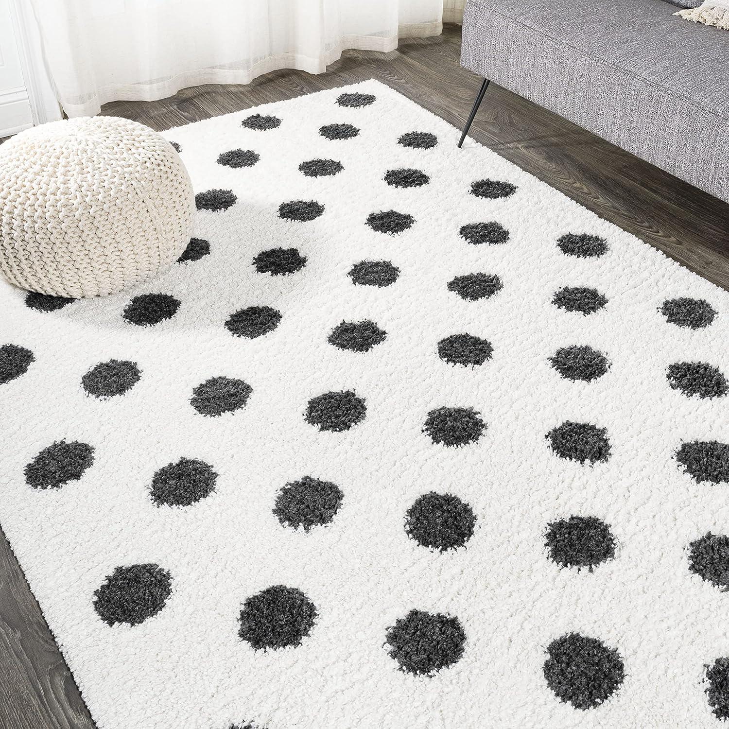 Pere Modern Charcoal Dot Shag Area Rug  - JONATHAN Y