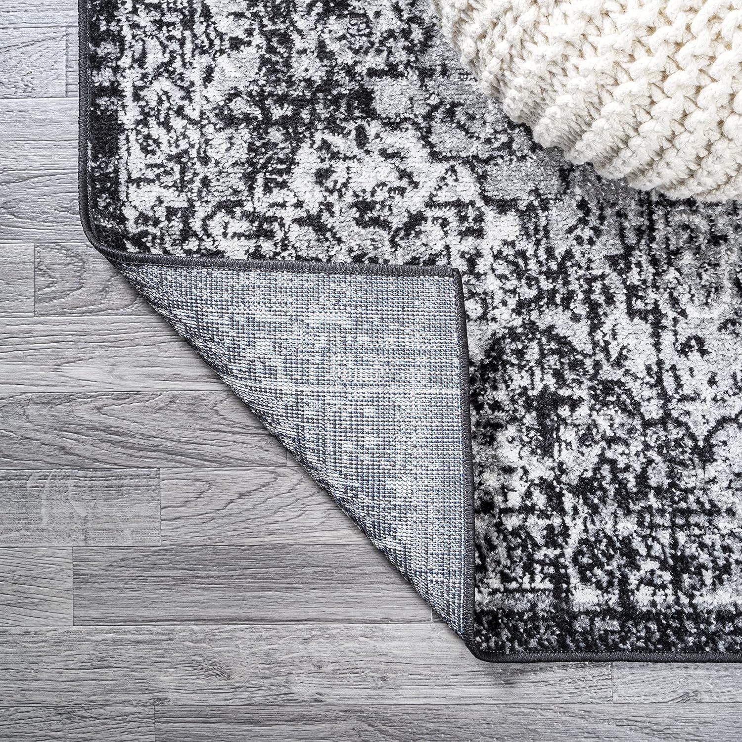 2' x 8' Modern Persian Boho Vintage Trellis Runner Rug, Black/Ivory - JONATHAN Y