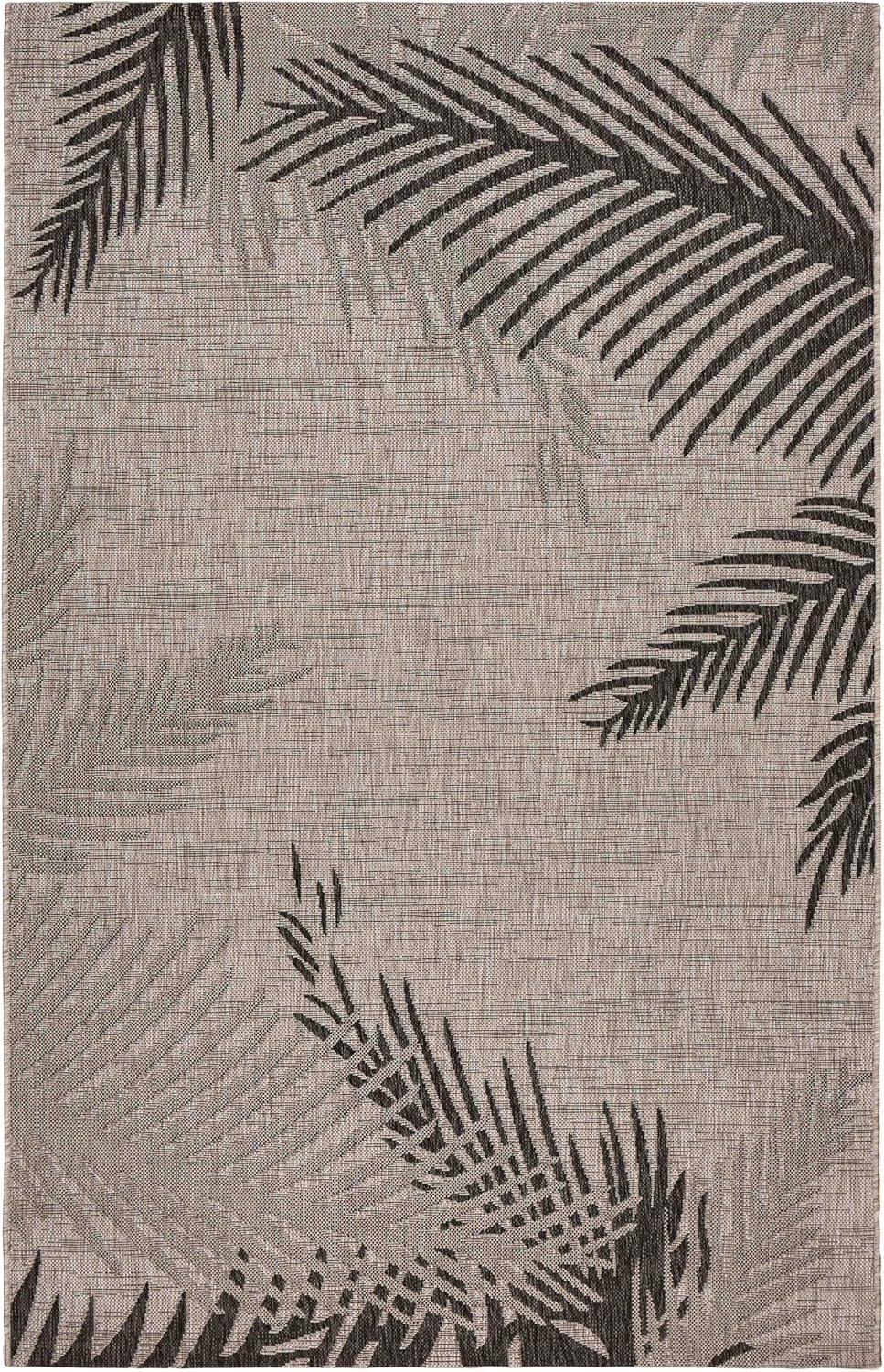 Captiva Coastal Black & Gray Palm Indoor/Outdoor Area Rug, 7'9" x 9'5"