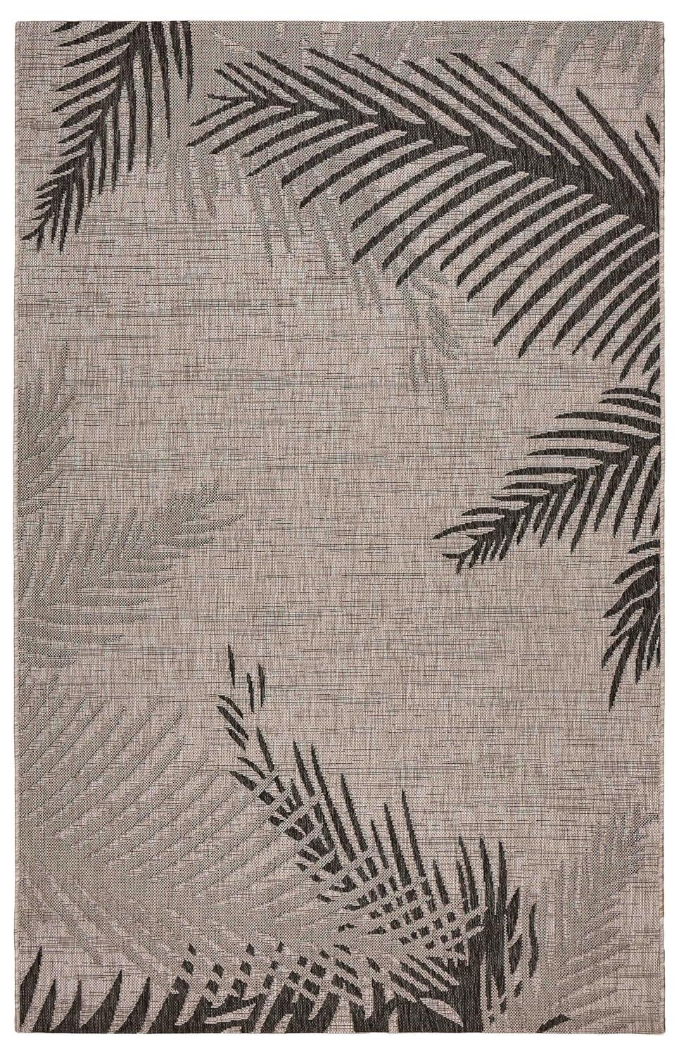 Ox Bay Carmindy 7'9" x 9'5" Black Tropical Palms Indoor/Outdoor Area Rug