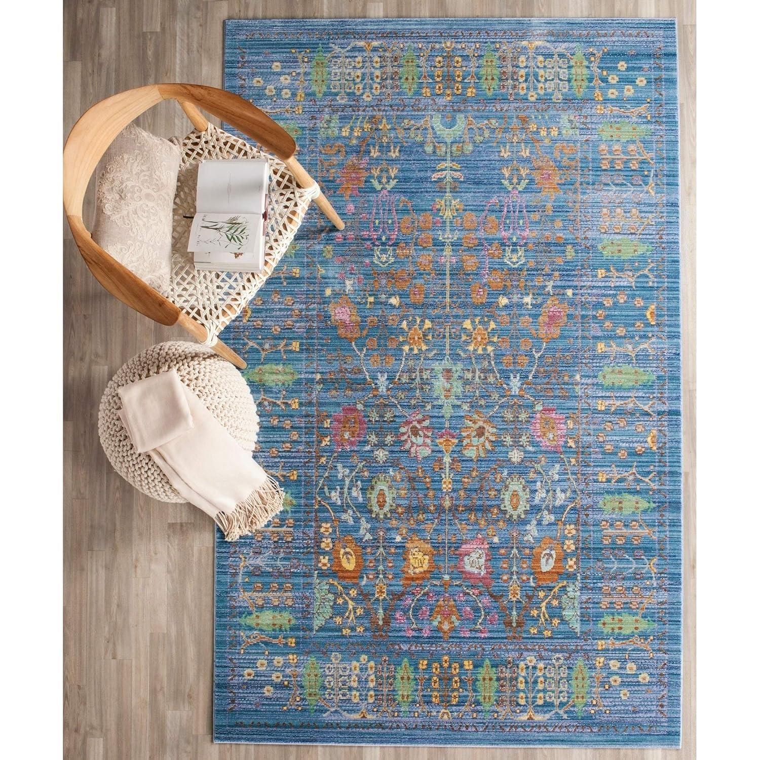 SAFAVIEH Valencia Collection 9' x 12' Blue/Multi VAL108M Boho Chic Distressed Area Rug