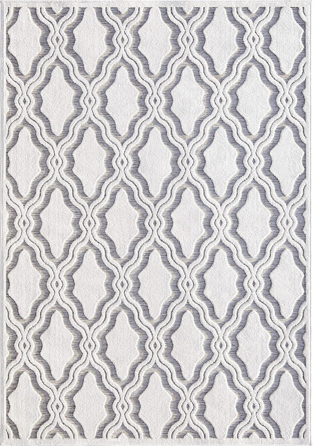 My Texas House Cotton Blossom Natural Gray High Low Indoor Outdoor Rug