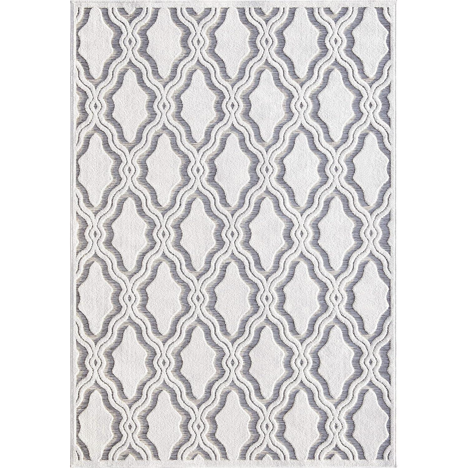 My Texas House Cotton Blossom Natural Gray High Low Indoor Outdoor Rug