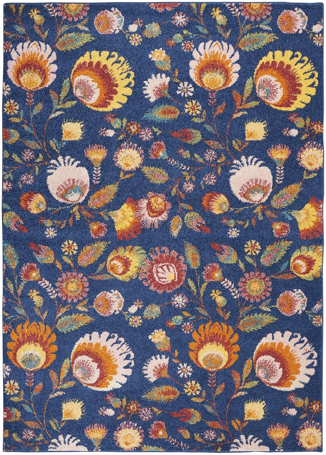 Nourison Allur Blooming Floral Indoor Area Rug Navy Multicolor 4' x 6'