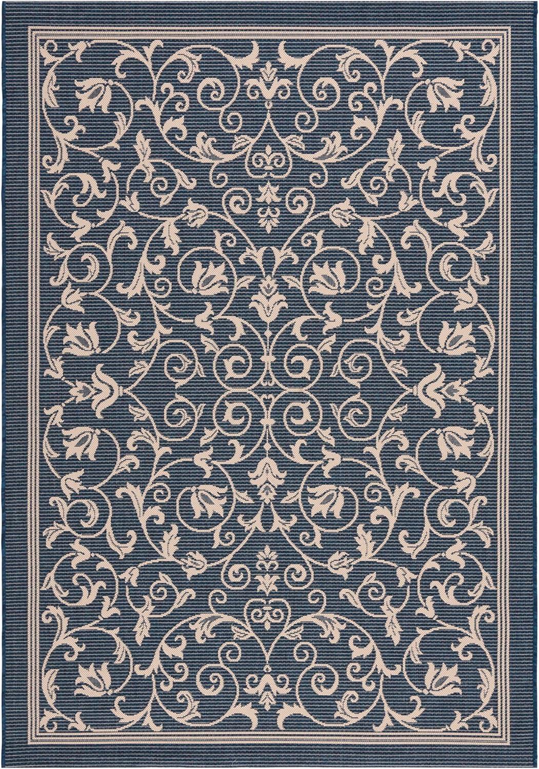 Courtyard CY2098 Power Loomed Indoor and Outdoor Area Rug - Navy/Beige - 5'3"x7'7" - Safavieh